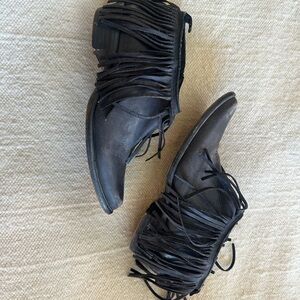 Free People Fringe Black Ankle Boots